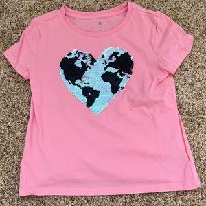Gap kids flip sequin pink tshirt, size M